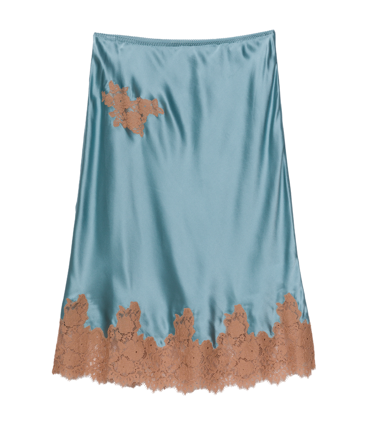 Elowette Silk Satin Midi Skirt – Deep Aquamarine