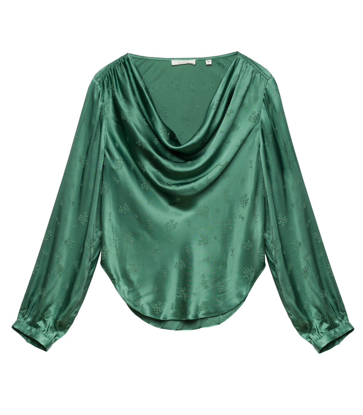 Espoir Cowl Neck Luxury Jacquard Top in Laurel
