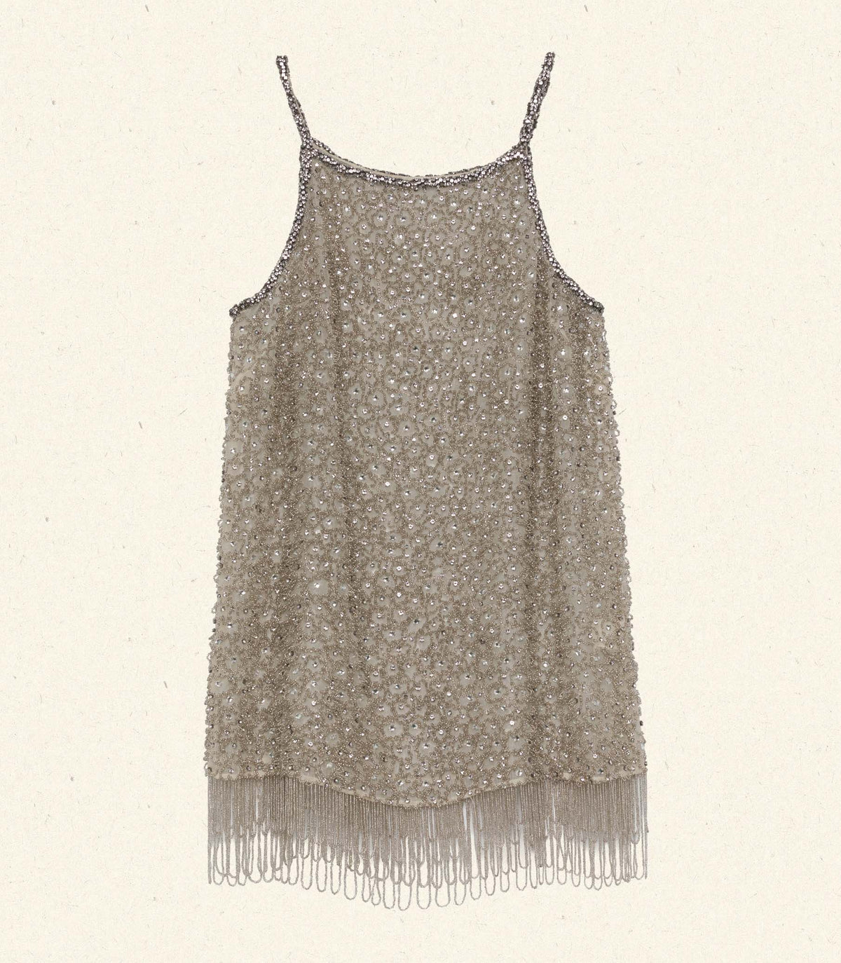 Gala Dress in Champagne – Hand-Beaded Silk Gown
