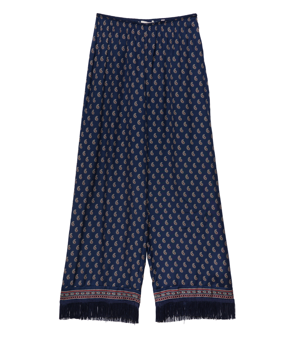 Lavon Fringe Pant – Bleu Taormina Paisley Silk-Viscose