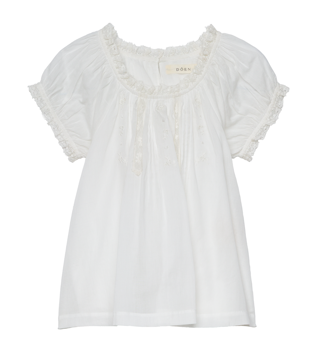 DÔEN Little Frederica Lace Cotton Voile Top – Salt