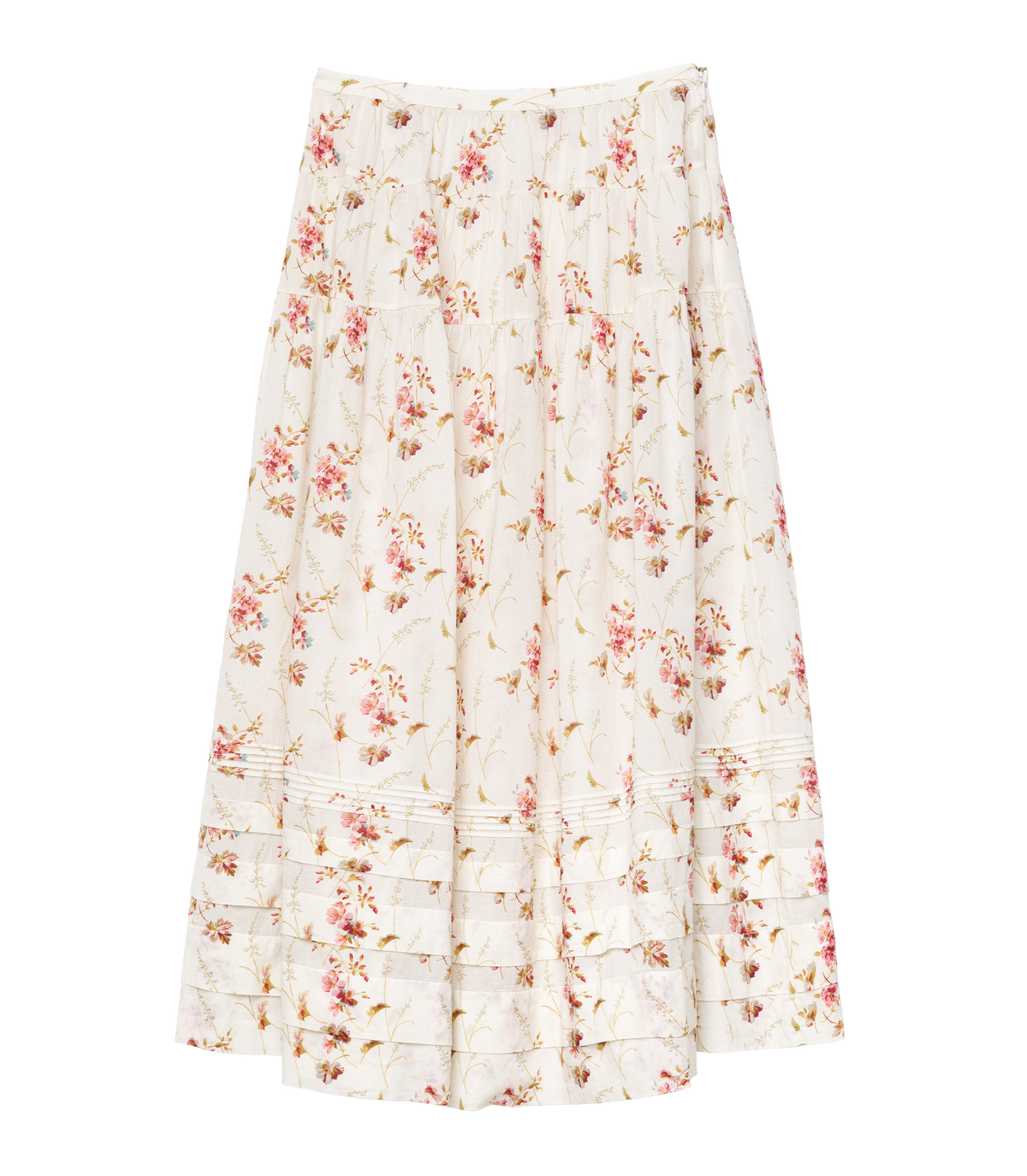 Marie Organic Cotton Voile Skirt – Blanc Prairie Rose Print