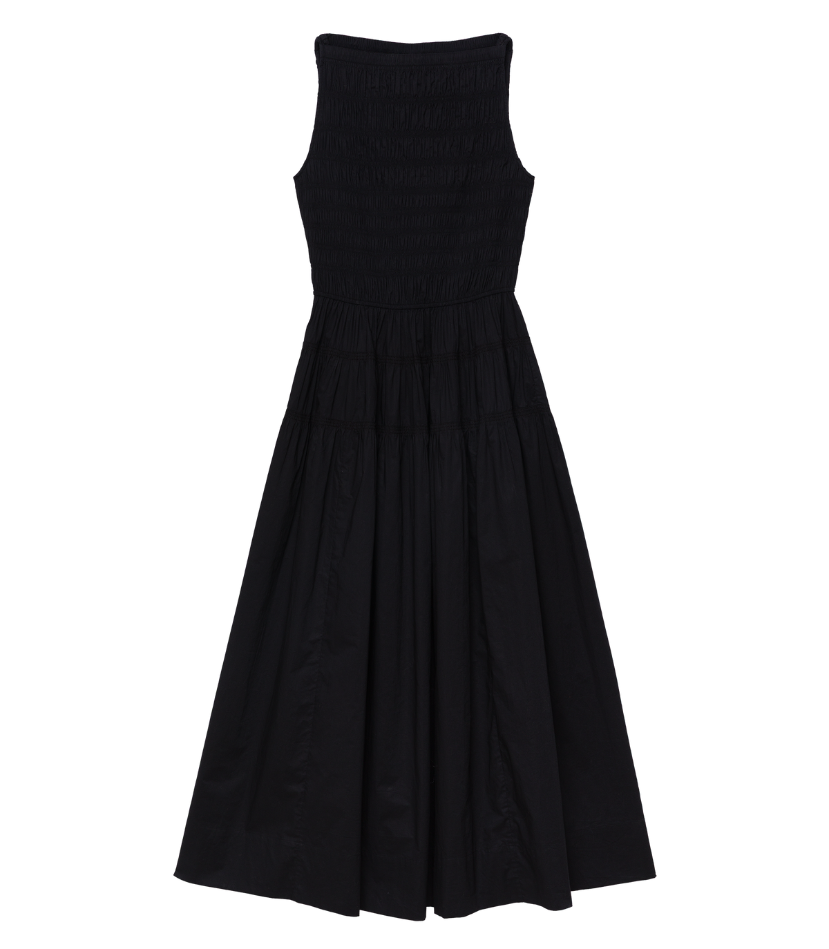 Melie Organic Cotton Poplin Dress – Black | Smocked Bodice