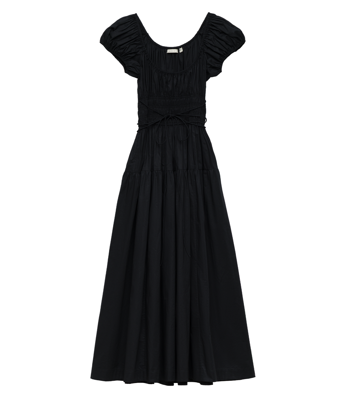 Quinelle Organic Cotton Poplin Midi Dress in Black