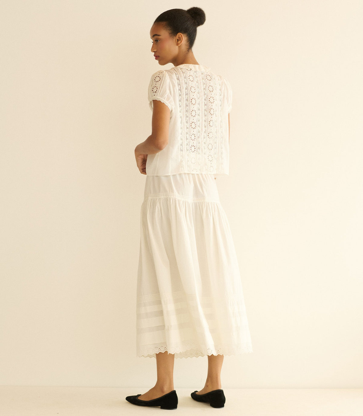Clairette Organic Cotton Voile Top in Salt