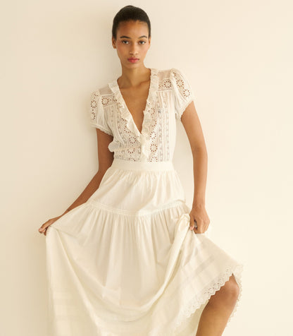 Clairette Organic Cotton Voile Top in Salt