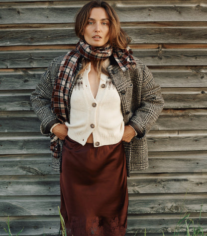 Clarke Merino Wool Fair Isle Cardigan in Oatmeal