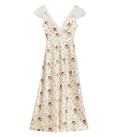 Corelia Silk Satin Dress in Sweetbriar Floral