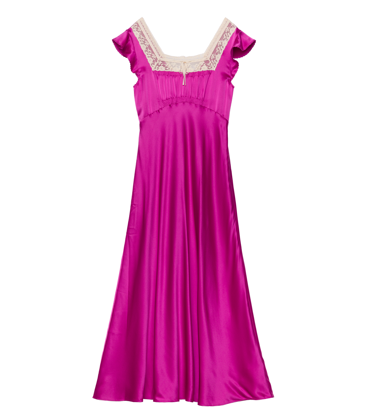 Corina Bias-Cut Silk Satin Dress in Magenta