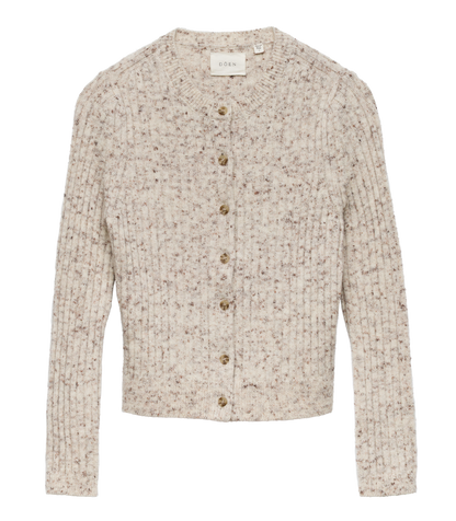 Danae Ribbed Wool Cardigan | Sabbia Melange