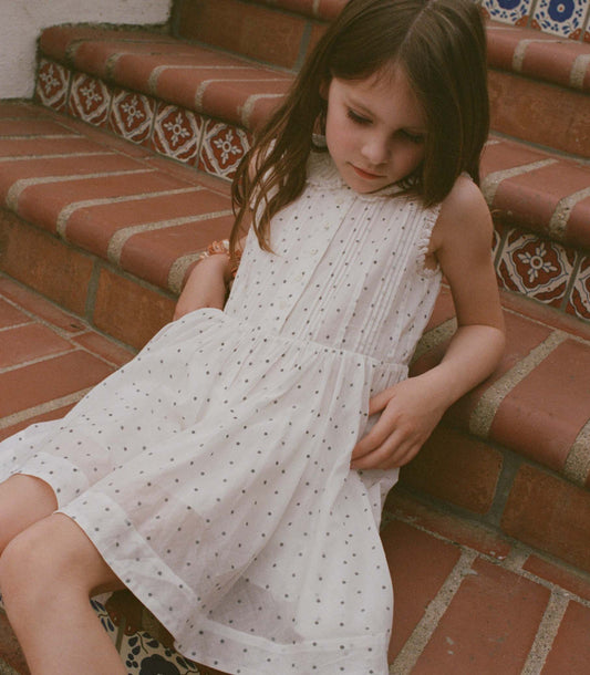 Elly Flock Dot Organic Cotton Voile Dress | Salt