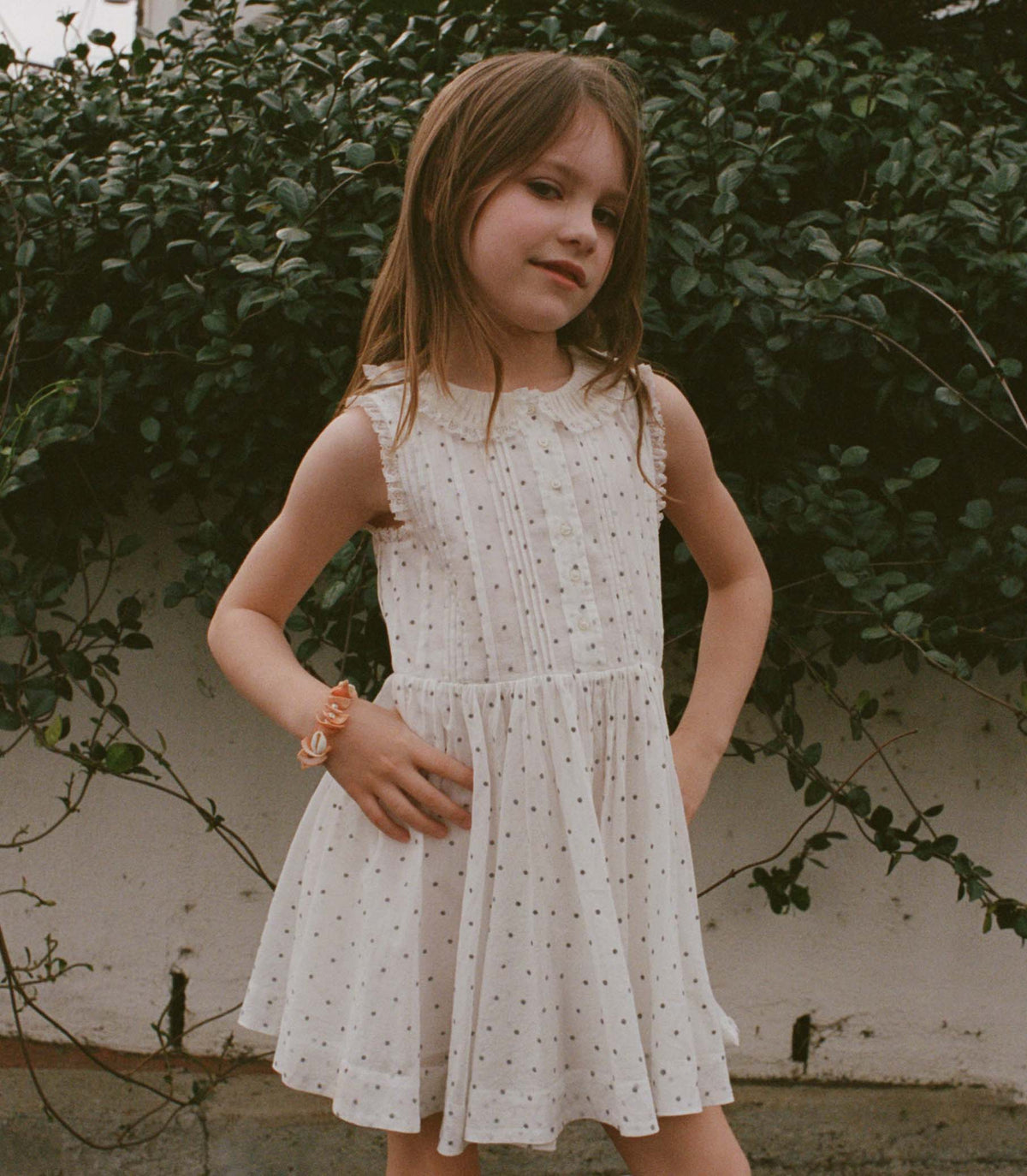 Elly Flock Dot Organic Cotton Voile Dress | Salt