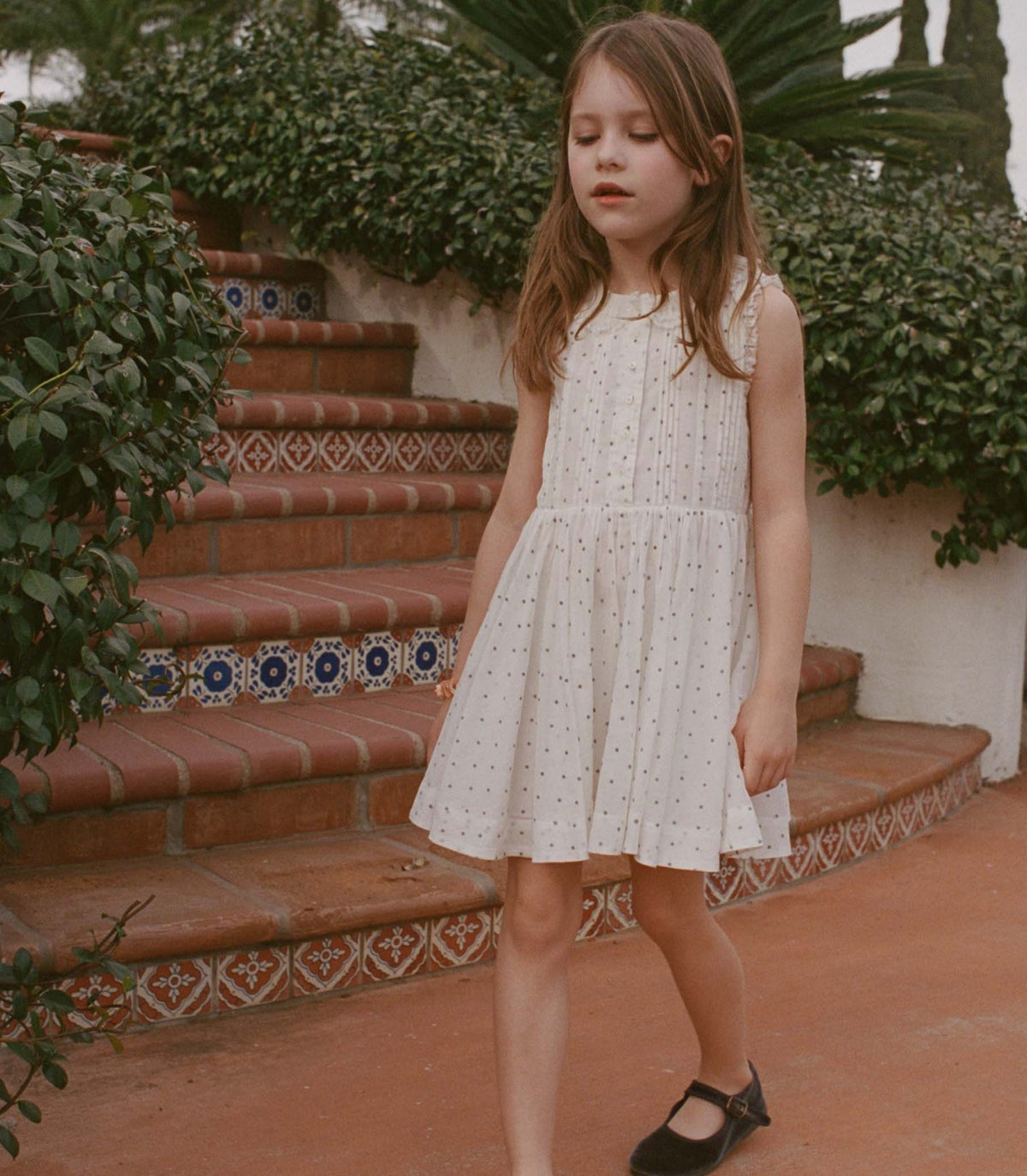 Elly Flock Dot Organic Cotton Voile Dress | Salt