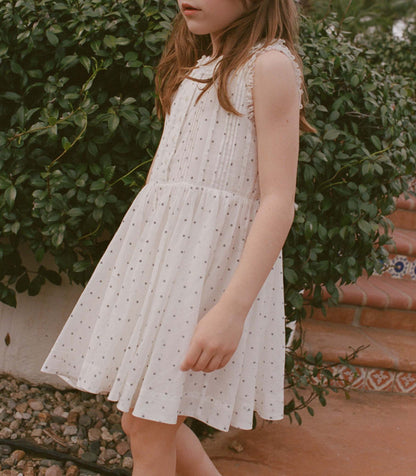 Elly Flock Dot Organic Cotton Voile Dress | Salt