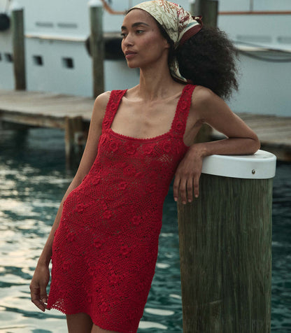 Eloise Heirloom Floral Crochet Mini Dress | Ruby