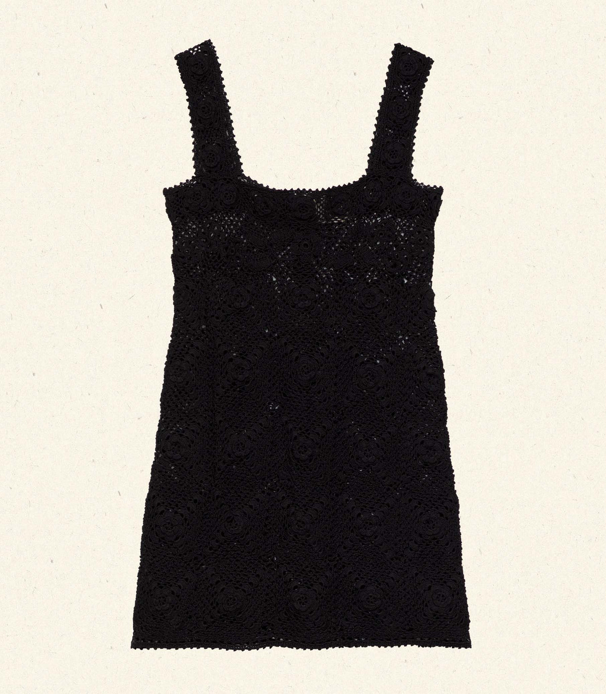 Eloise Heirloom Floral Crochet Mini Dress | Black