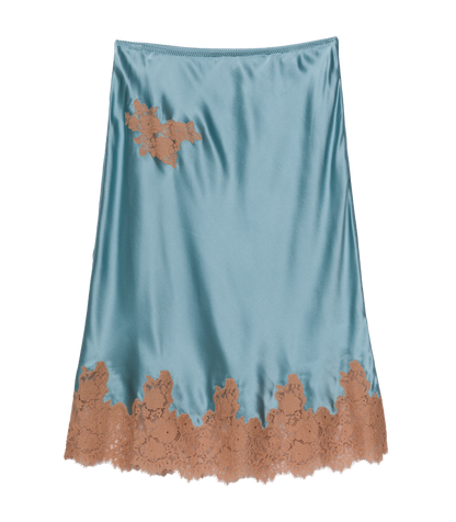 Elowette Silk Satin Midi Skirt – Deep Aquamarine