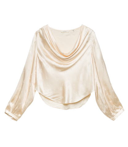 Espoir Cowl Neck Jacquard Top in Candlelight