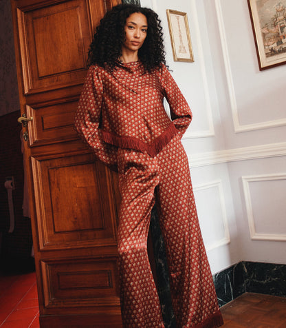 Faustella Silk Satin Top | San Sebastian Foulard Print
