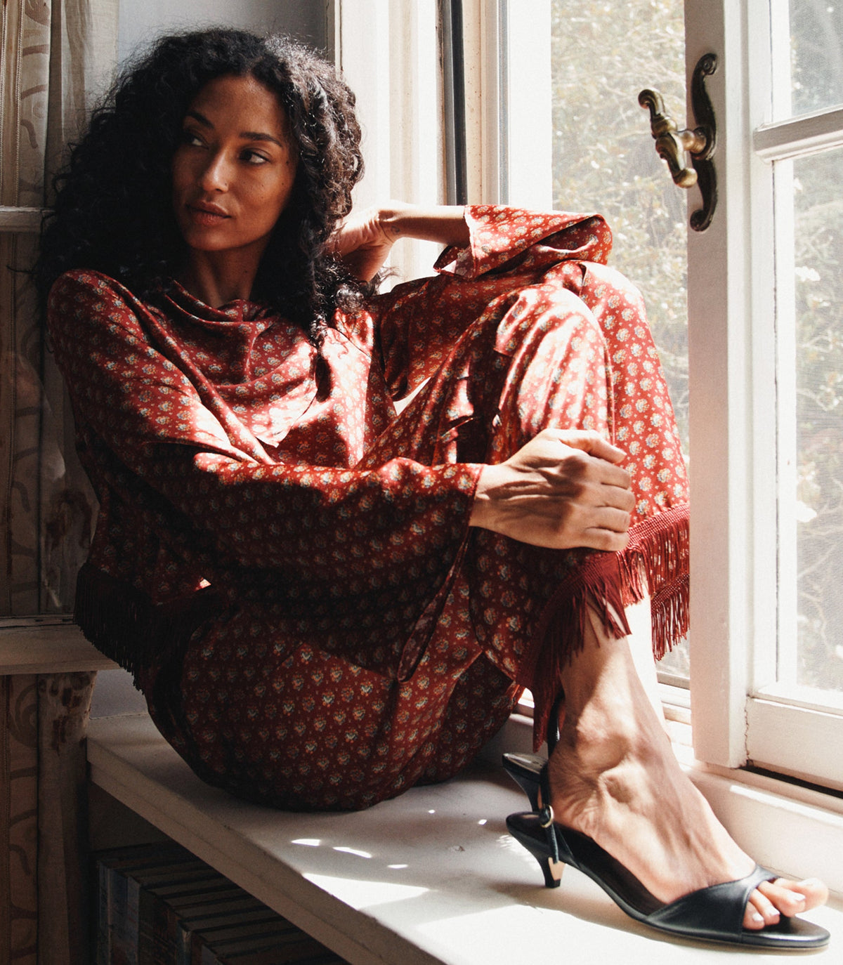 Faustella Silk Satin Top | San Sebastian Foulard Print