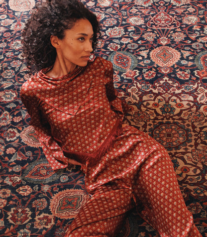 Faustella Silk Satin Top | San Sebastian Foulard Print