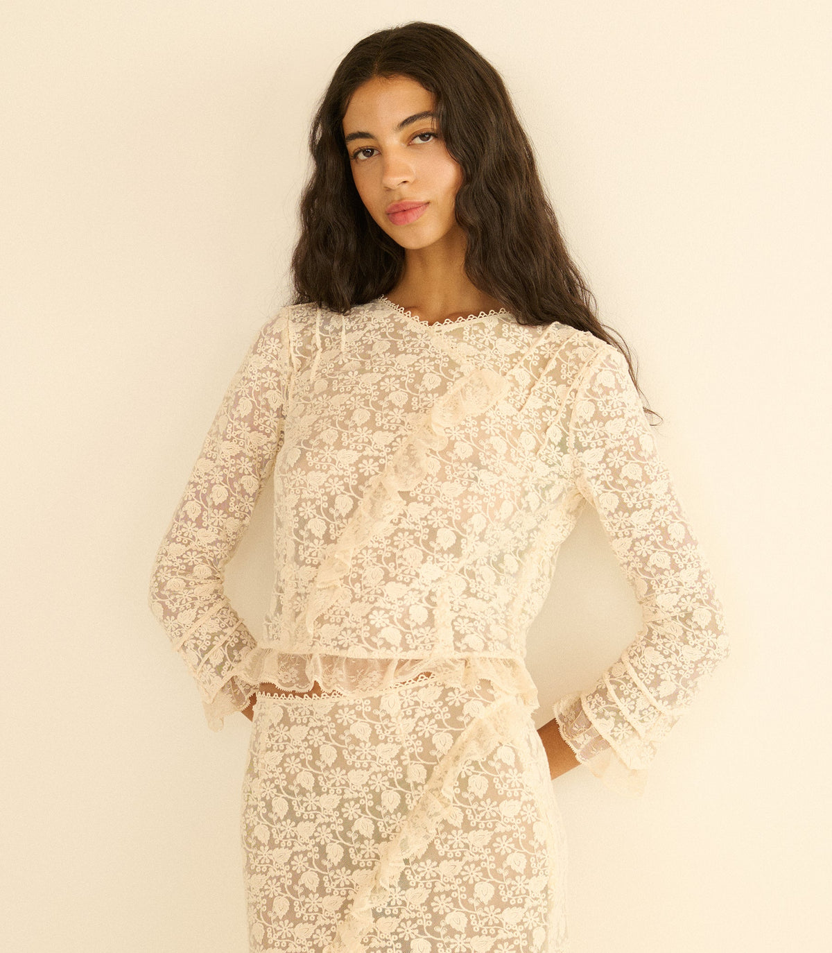 Fayette Top – Soft Camellia Embroidered Tulle