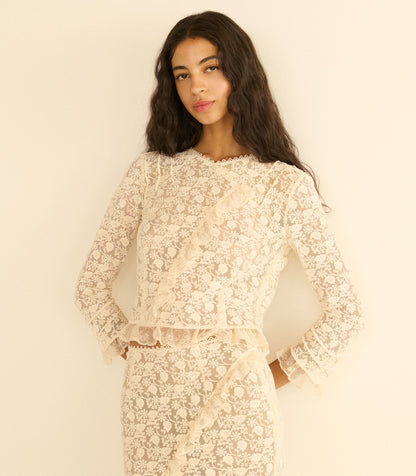 Fayette Top – Soft Camellia Embroidered Tulle