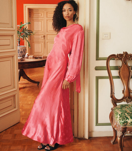 Félicité Dress – Wild Geranium Jacquard Gown