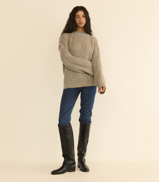 Fennel Sweater – Gray Marl Ribbed Wool Blend