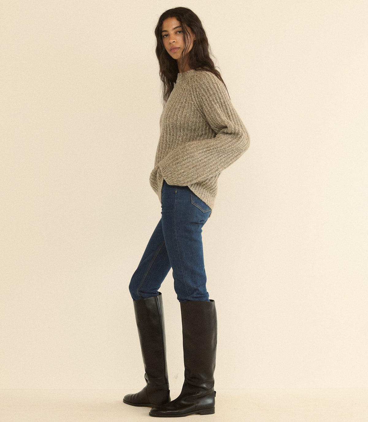 Fennel Sweater – Gray Marl Ribbed Wool Blend