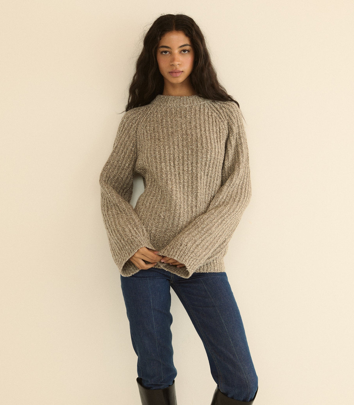 Fennel Sweater – Gray Marl Ribbed Wool Blend