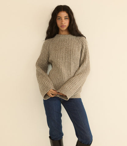 Fennel Sweater – Gray Marl Ribbed Wool Blend