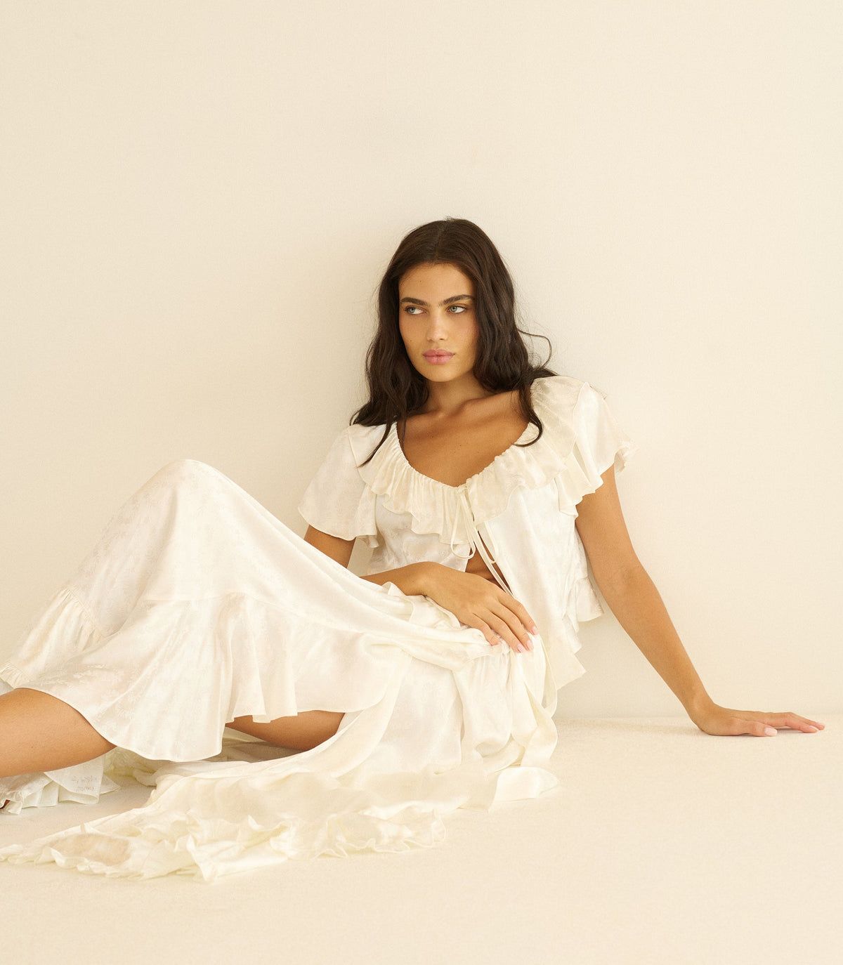 Fiorenza Skirt – Salt Shimmer Jacquard Ruffle