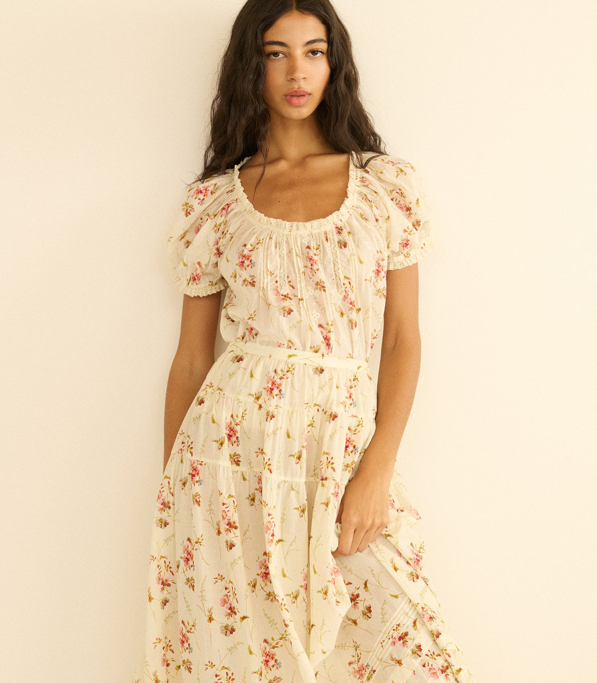 Frederica Top – Blanc Prairie Rose Organic Voile