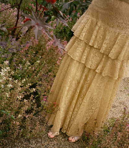 Garbo Dress – Burnished Gold Lace Evening Gown