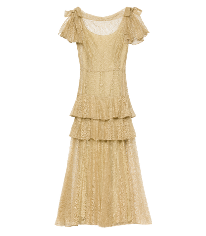 Garbo Dress – Burnished Gold Lace Evening Gown