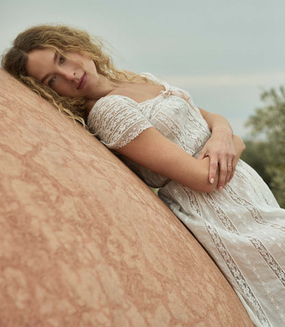 Georgiana Dress in Salt | Edwardian Lace Cotton Gown