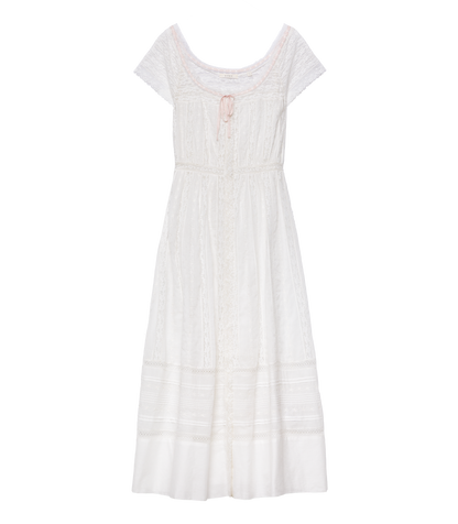 Georgiana Dress in Salt | Edwardian Lace Cotton Gown