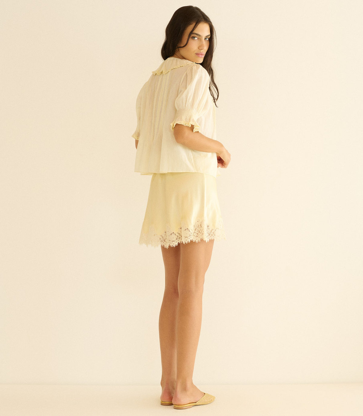 Giulietta Silk Satin Mini Skirt in Gateau | Bias Cut
