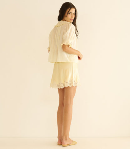 Giulietta Silk Satin Mini Skirt in Gateau | Bias Cut