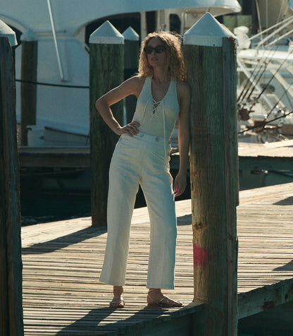 Glenne Wide-Leg Trouser in Salt | Organic Linen