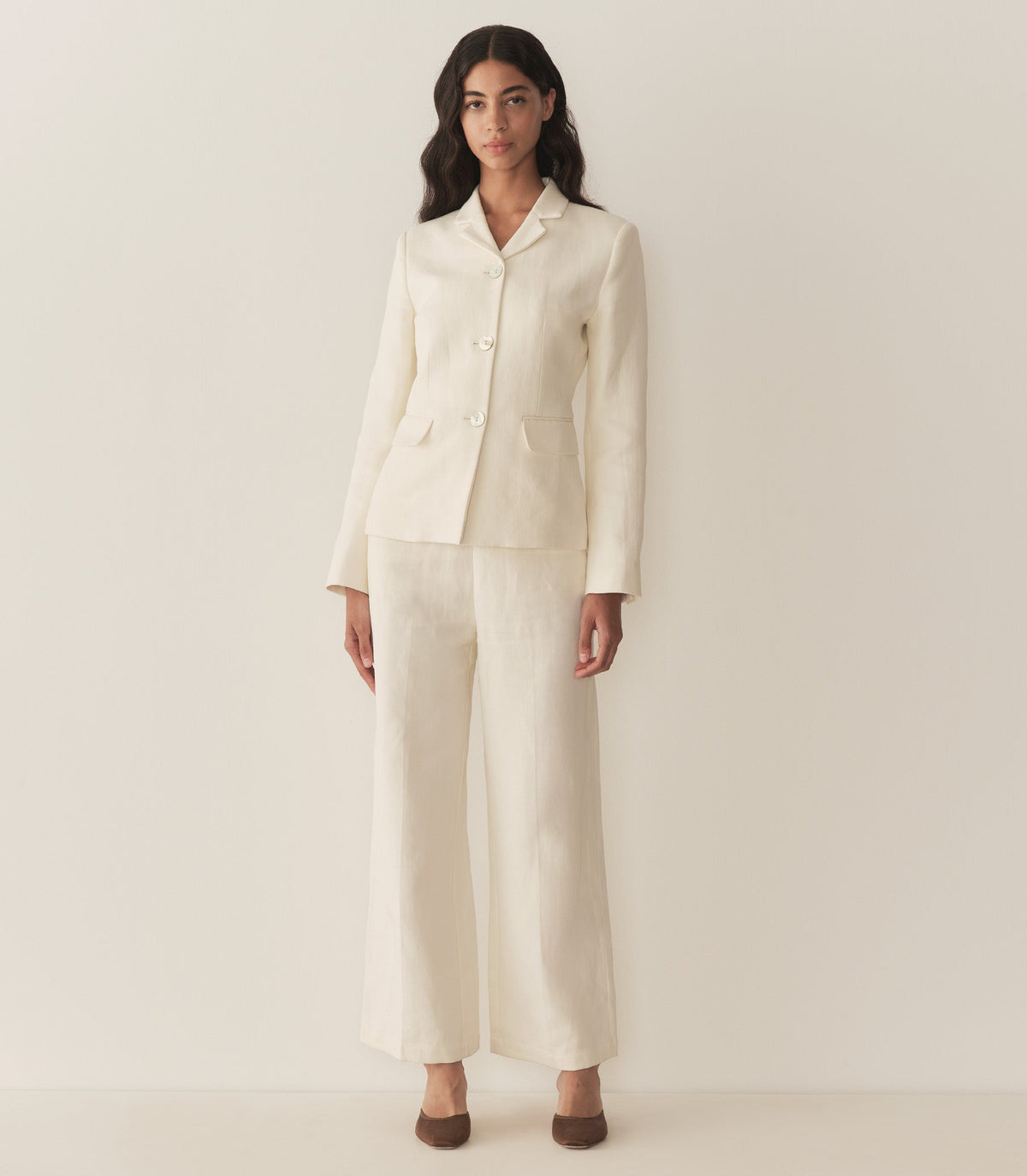 Glenne Wide-Leg Trouser in Salt | Organic Linen