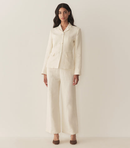 Glenne Wide-Leg Trouser in Salt | Organic Linen