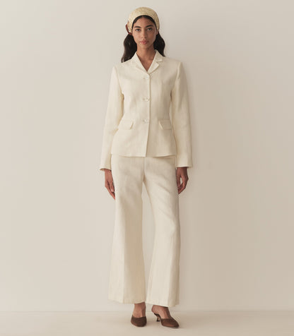 Glenne Wide-Leg Trouser in Salt | Organic Linen