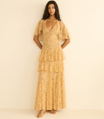 Gwyneth Lace Gown in Beige Pearl | 1930s-Inspired