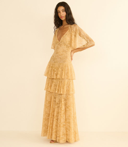 Gwyneth Lace Gown in Beige Pearl | 1930s-Inspired
