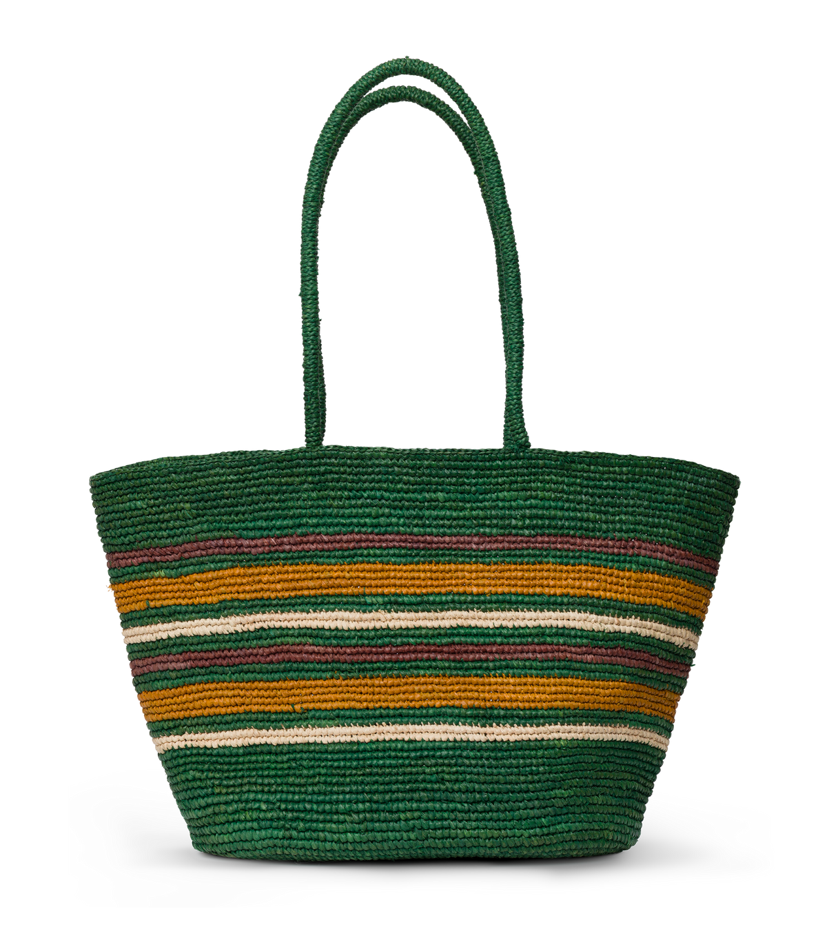 Harbour Tote | Green Striped Handwoven Raffia Bag