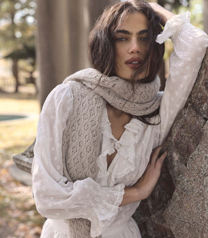 Hardy Embroidered Top in Salt | Organic Cotton Voile