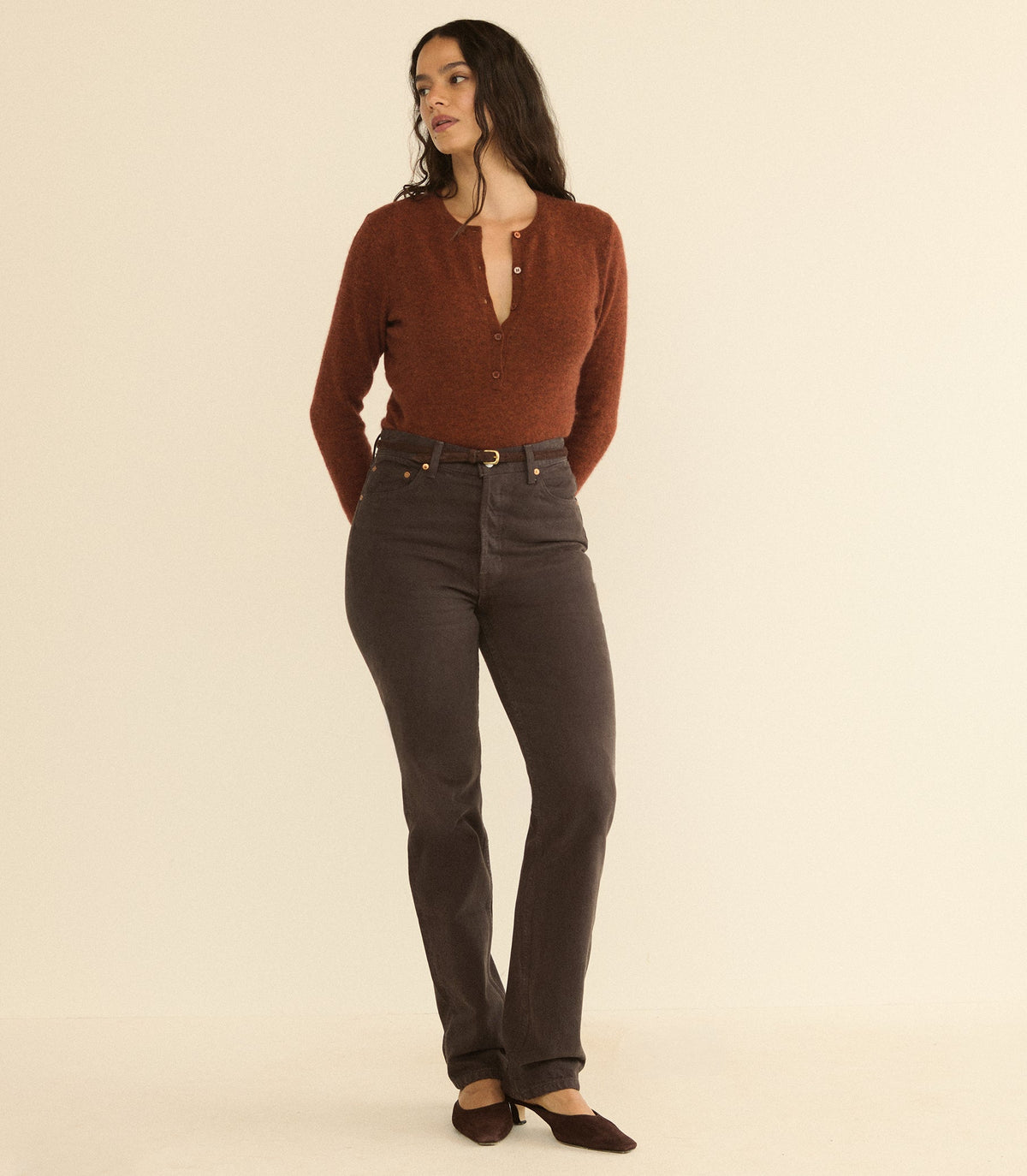 Ondine Jean – Equestrian Brown Wash | Slim Straight Denim