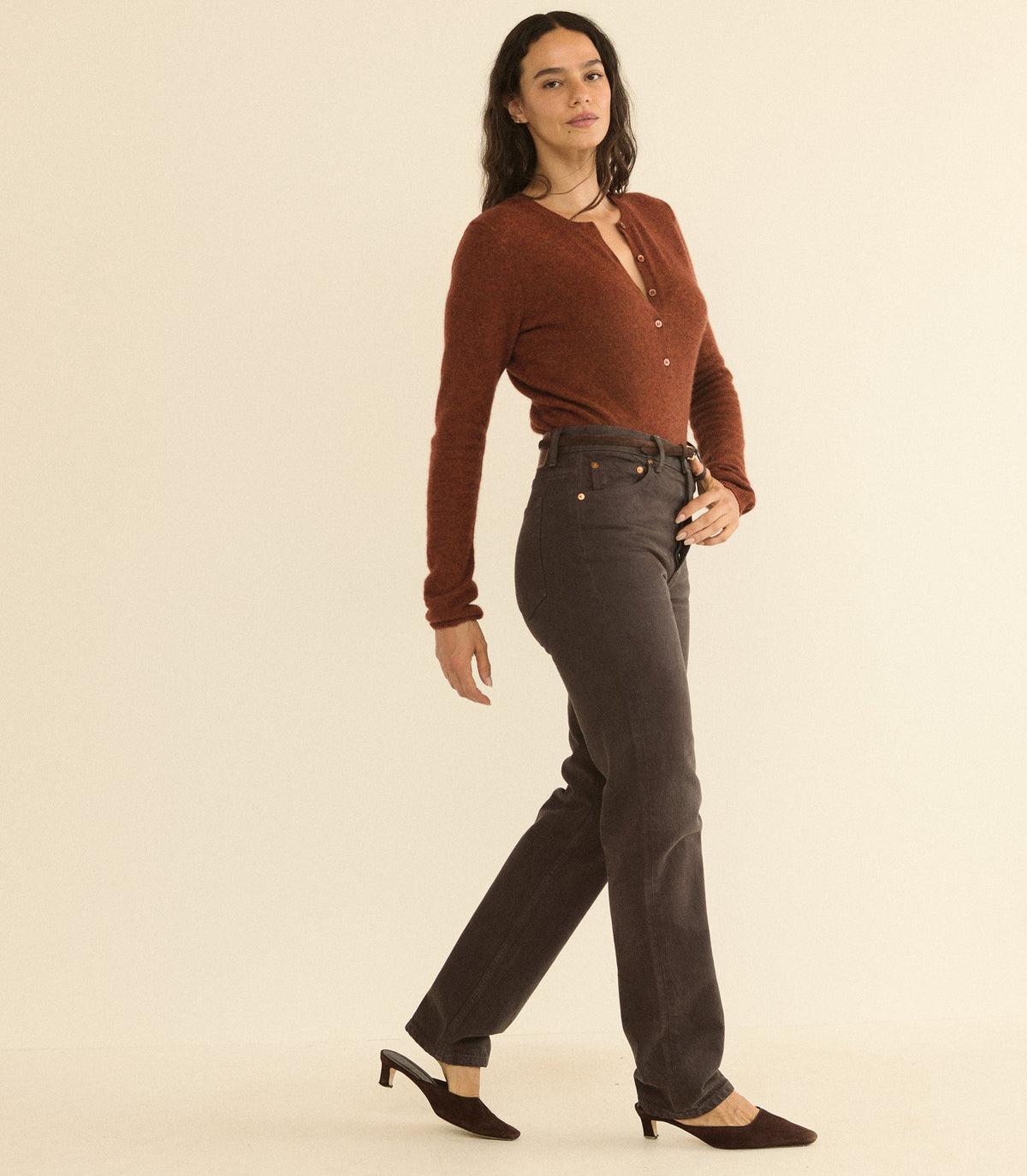 Ondine Jean – Equestrian Brown Wash | Slim Straight Denim